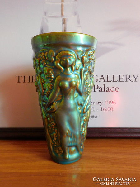 Zsolnay eozinmázas szüretelő pohár