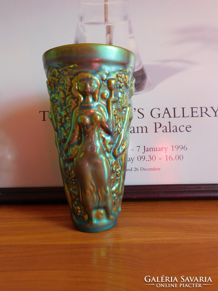 Zsolnay eozinmázas szüretelő pohár