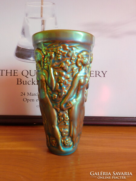 Zsolnay eozinmázas szüretelő pohár