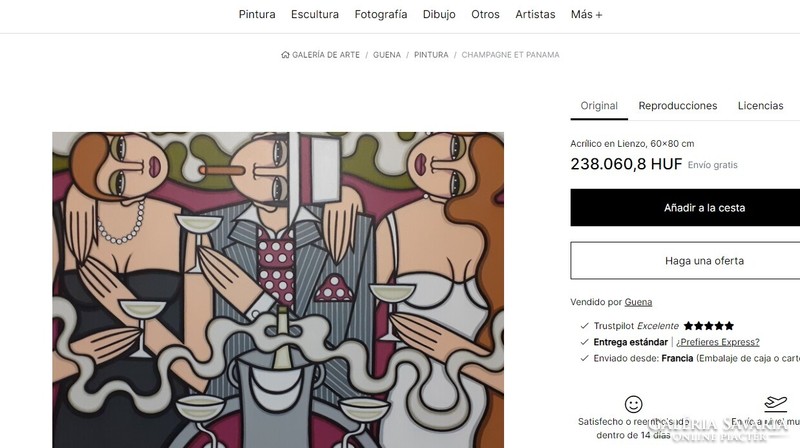 Art Deco stílusú festmény- Guena- 60x80cm -LE PEINTRE,LA MUSE ET LA POMME ...