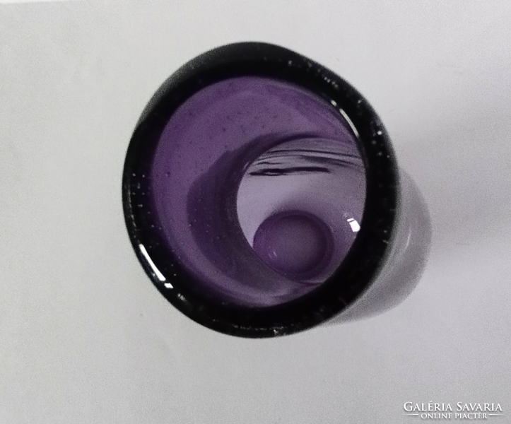 MILOSLAV KLINGER- ŽELEZNY BROD AMETISZT LILA VASTAG ÜVEG VÁZA 1960-1970 -ES ÉVEKBŐL