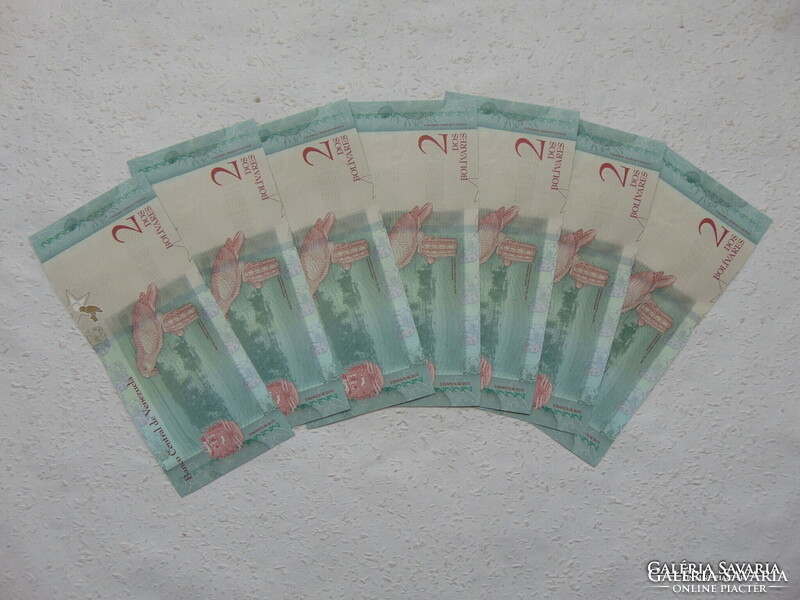 Venezuela 7 darab 2 bolivar 2018 Sorszámkövető Szép bankjegyek