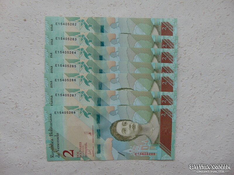 Venezuela 7 darab 2 bolivar 2018 Sorszámkövető Szép bankjegyek