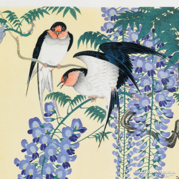 Fecskék és lila akác (1926) Reprodukció, vintage ázsiai, japán poszter, plakát 50*34 cm
