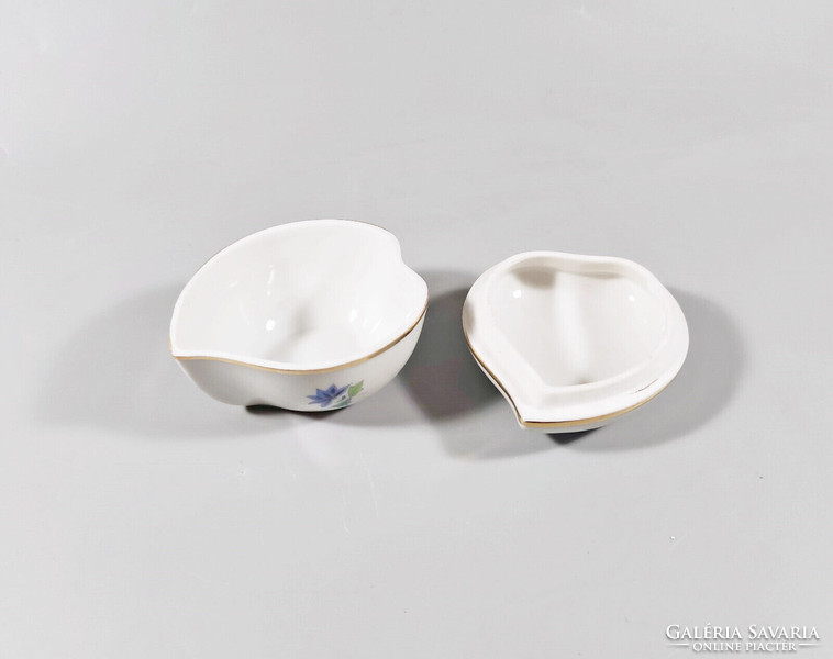 HERENDI, NANKING BOUQUET MINTÁS SZÍV ALAKÚ ÉKSZERESDOBOZ, KÉZZEL FESTETT PORCELÁN, HIBÁTLAN (BT015)