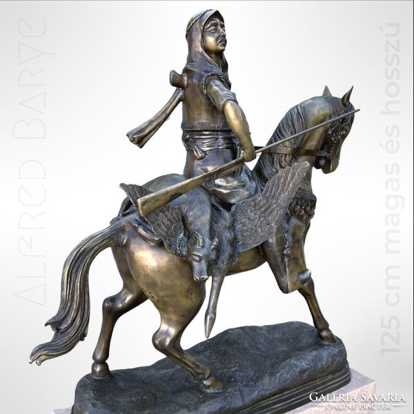 Alfred Barye (1839-1882) nyomán - Arab lovas hazatérése a vadászatból - monumentális bronz sz