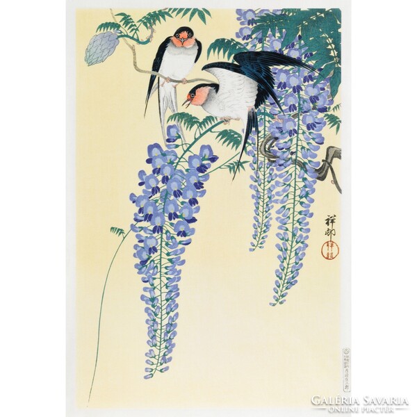 Fecskék és lila akác (1926) Reprodukció, vintage ázsiai, japán poszter, plakát 50*34 cm