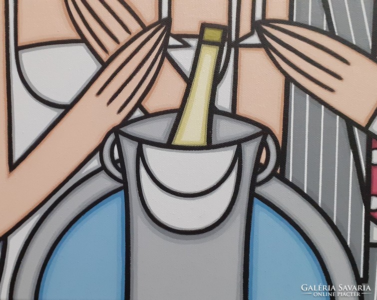 ART-DECO stílus- Guena - XXL-CHAMPAGNE ET BORSALINO - 120 cm x 40 cm