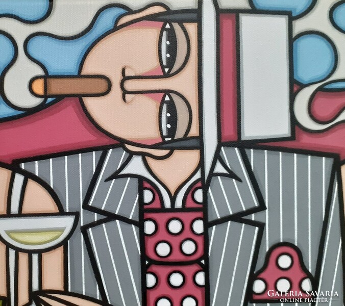ART-DECO stílus- Guena - XXL-CHAMPAGNE ET BORSALINO - 120 cm x 40 cm