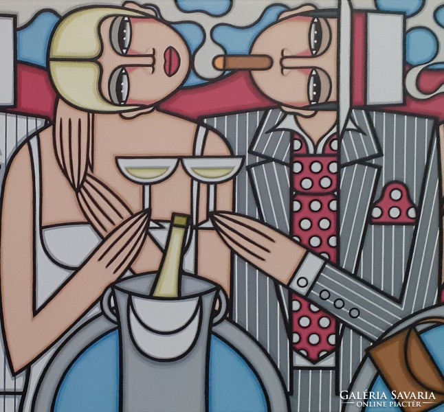 ART-DECO stílus- Guena - XXL-CHAMPAGNE ET BORSALINO - 120 cm x 40 cm