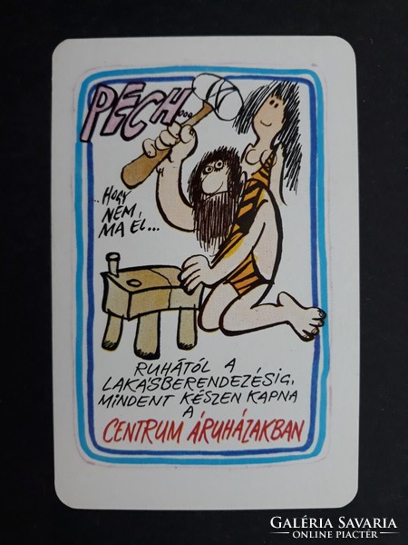 Kártyanaptár 1976 - Centrum Áruházak, Pech, hogy nem ma él feliratú retró zsebnaptár
