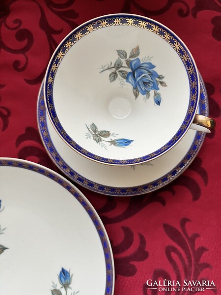 Mesés Z&Co Tirschenreuth rózsás reggeliző szett, trió, cca. 1950