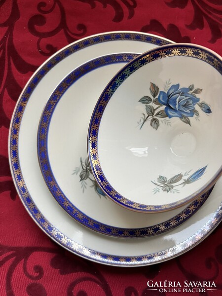 Mesés Z&Co Tirschenreuth rózsás reggeliző szett, trió, cca. 1950