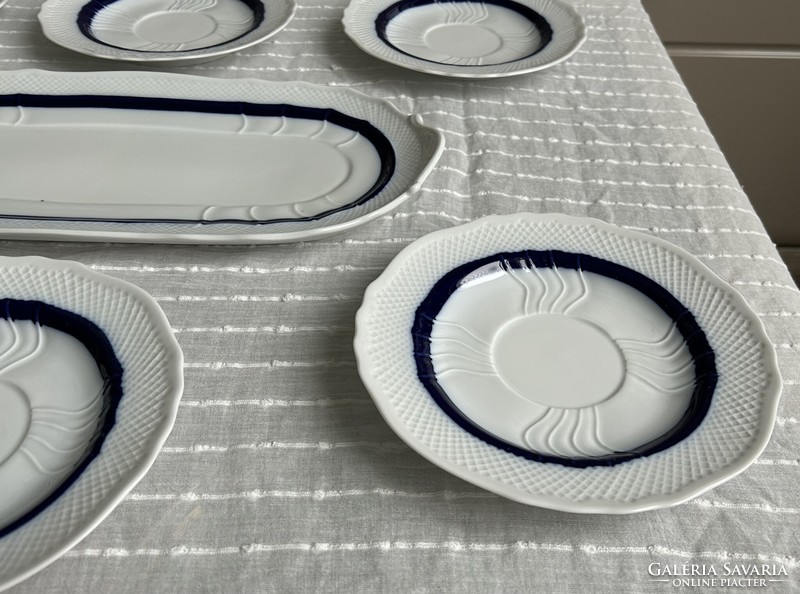 Hollóházi porcelán süteményes/szendvicses készlet kísérleti darab