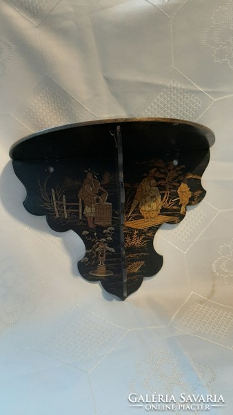 5174 - Nagyon szép antik, lakkfestéses japán falipolc (összecsukható)