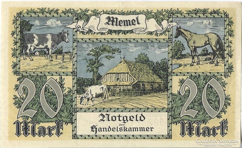 20 márka 1922.02.22. Németország Litvánia Memel megszállási pénz