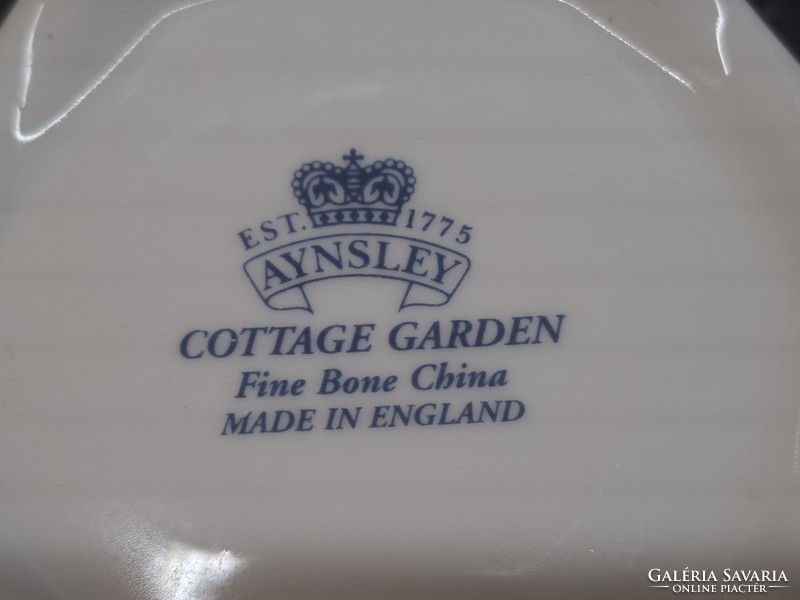 Aynsley angol porcelán cottage garden dekorral váza tálka bonbonier pillangós virágos