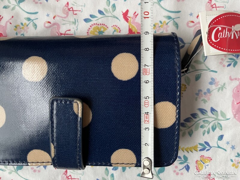 ÚJ! Cath Kidston kék, pöttyös oilcloths sokrekeszes pénztárca