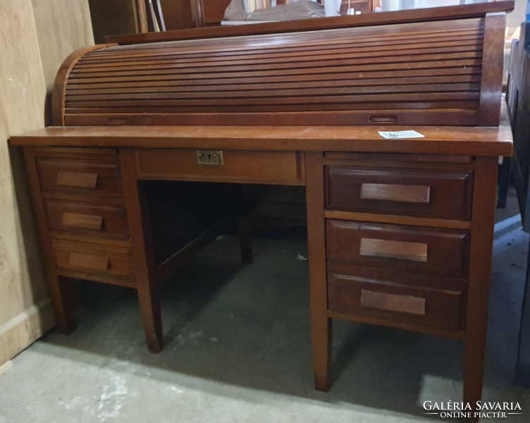 Antique Boston Derby Quartersawn Teak Roll Top Library Secretary Bankers Desk