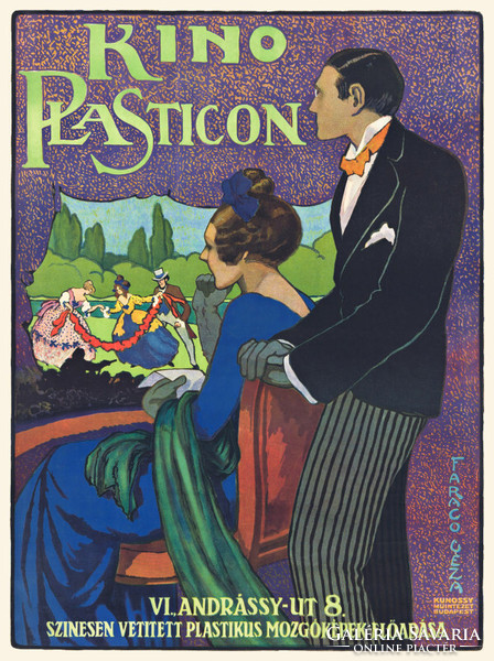 Kino Plasticon mozi reklám plakát REPRINT nyomat, Faragó Géza 1913