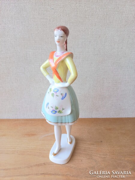 Nagyon ritka - Hollóházi bujáki táncos porcelán figura - ritka festéssel
