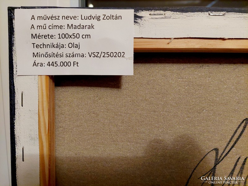 Ludvig Zoltán - Madarak című olajfestménye, EREDETISÉG IGAZOLÁSSAL!