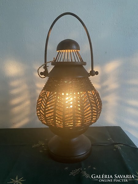 Vintage Rattan asztali lámpa, 1980 körüli