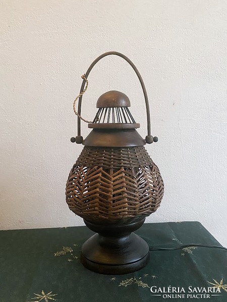 Vintage Rattan asztali lámpa, 1980 körüli
