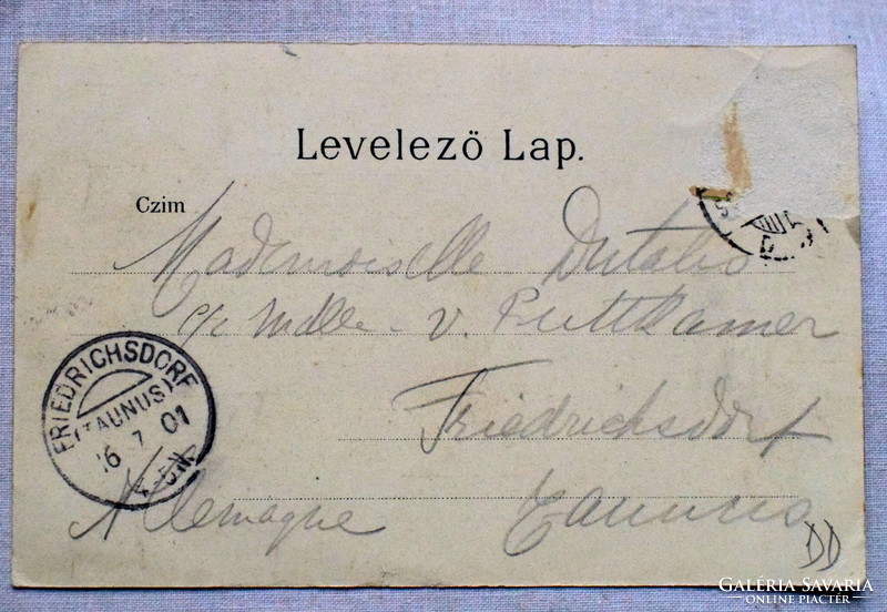 Budapest - Kerepesi út és Rókus kórház  - antik litho képeslap 1901  'Pénz előleg' reklám a tűzfalon