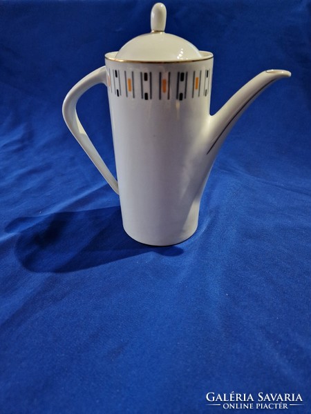 Hollóházi Art Deco porcelán kávés kanna kiöntő