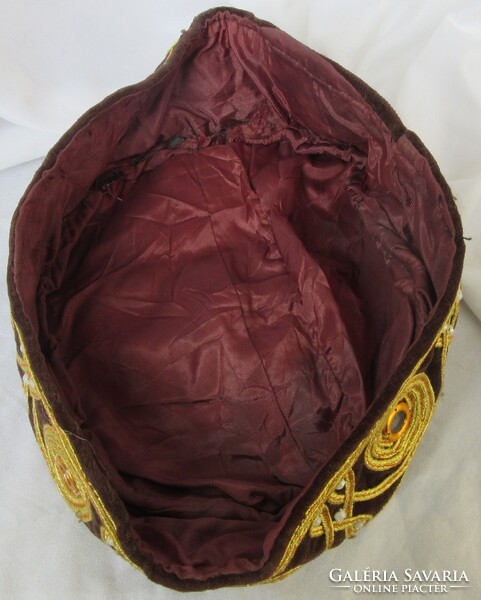 Kazah kézműves tübetejka kerülte 55,5 cm, enyhén hibás