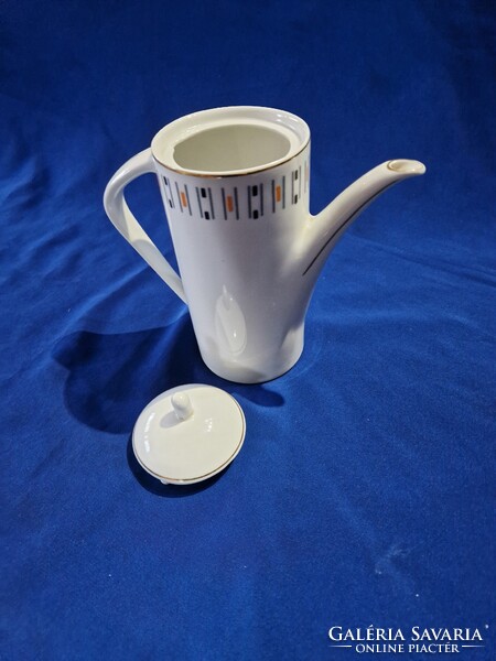 Hollóházi Art Deco porcelán kávés kanna kiöntő
