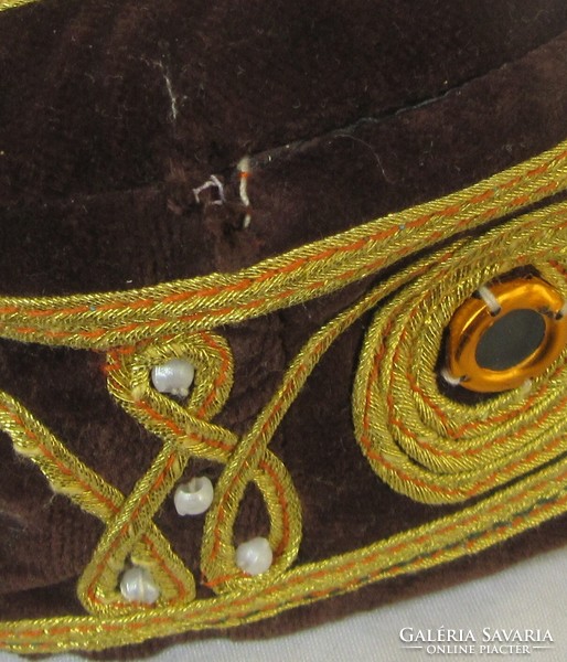 Kazah kézműves tübetejka kerülte 55,5 cm, enyhén hibás