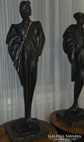 Alexander Danel Art-deco bronz nagyméretű szobor pár