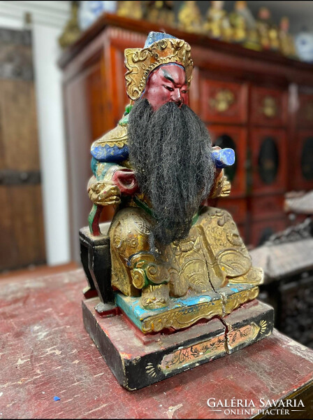 Csodálatos kínai faragott, antik szobor, keleti, ázsiai, japán