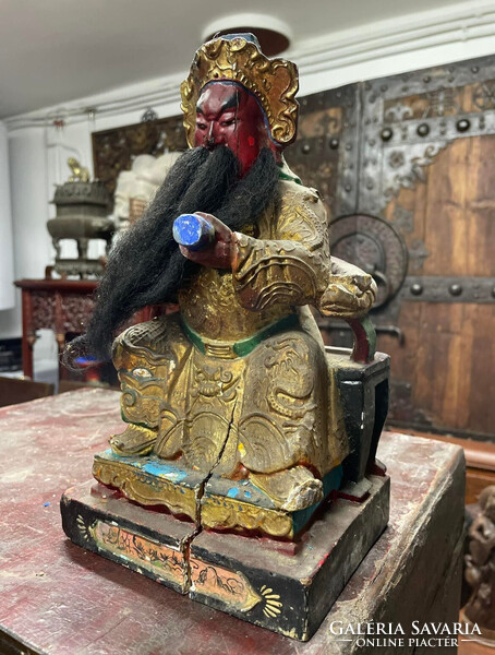Csodálatos kínai faragott, antik szobor, keleti, ázsiai, japán