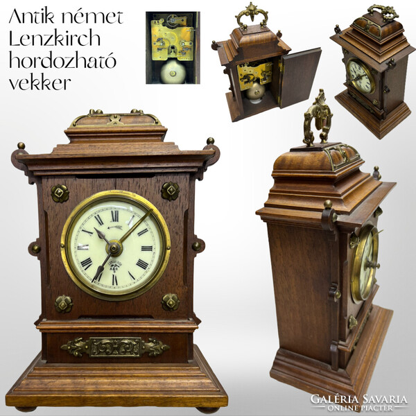 Antik Lenzkirch utazó- ébresztő - hintó óra