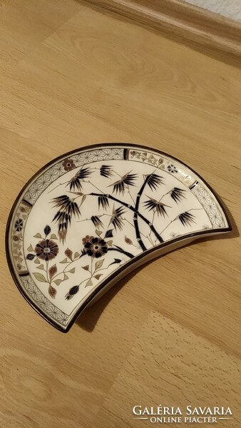 Ritka Zsolnay bambusz mintás kínáló, szívpecsétes 20 x 15 cm ! {ZSS31}