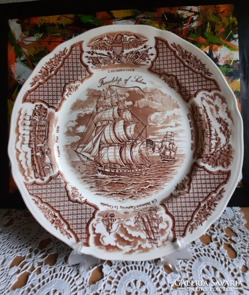Staffordshire - Fair winds angol porcelánfajansz tányér - Friendship of Salem emléktányér