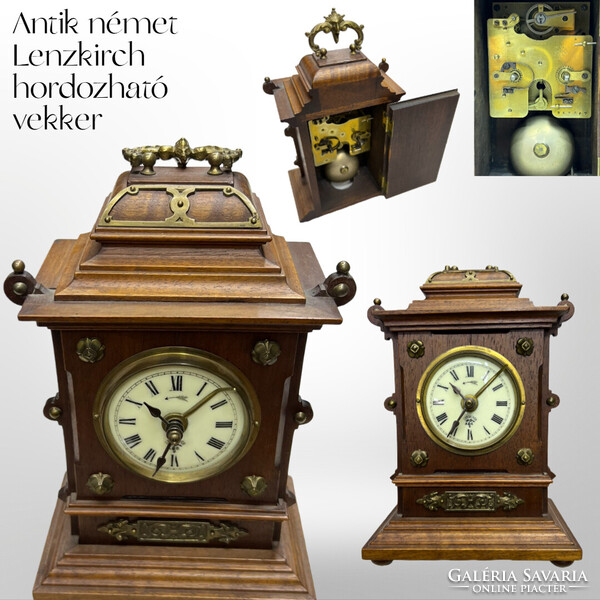Antik Lenzkirch utazó- ébresztő - hintó óra