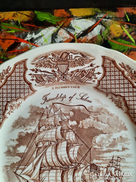 Staffordshire - Fair winds angol porcelánfajansz tányér - Friendship of Salem emléktányér