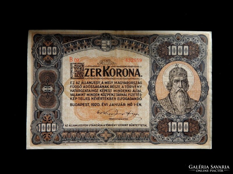 100 Korona 1920 szép állapotban, 19,3 x 12,5 cm