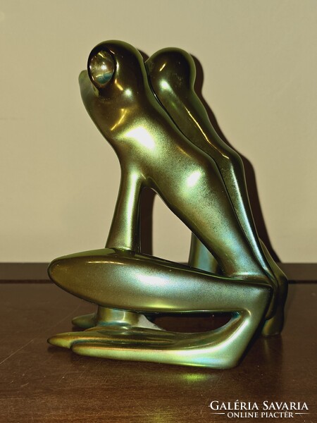 Art Deco Zsolnay eozinos nagy béka Nádor Judit terve
