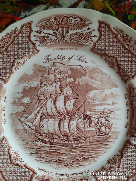 Staffordshire - Fair winds angol porcelánfajansz tányér - Friendship of Salem emléktányér