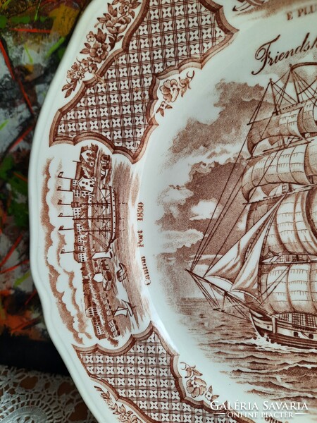 Staffordshire - Fair winds angol porcelánfajansz tányér - Friendship of Salem emléktányér