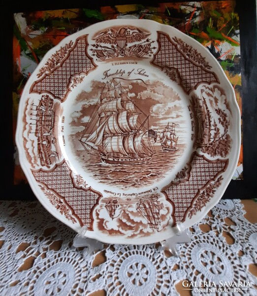 Staffordshire - Fair winds angol porcelánfajansz tányér - Friendship of Salem emléktányér
