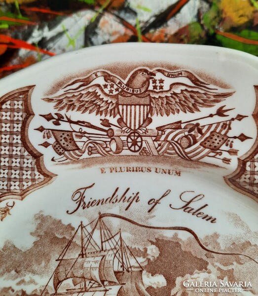 Staffordshire - Fair winds angol porcelánfajansz tányér - Friendship of Salem emléktányér