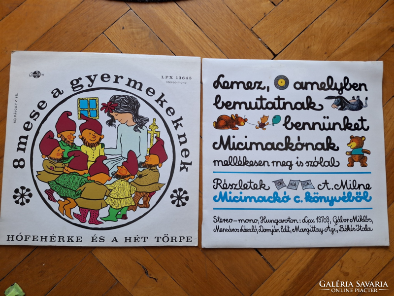 Micimackó + Hófehérke es a 7 törpe meselemez együtt 2 db bakelit lemez