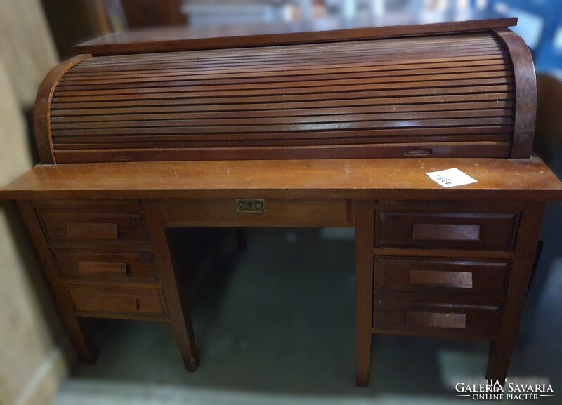 Antique Boston Derby Quartersawn Teak Roll Top Library Secretary Bankers Desk