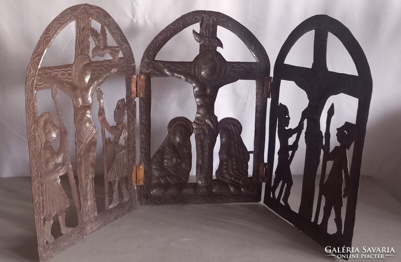 90 cm jelzett jN Marie bronz  tripticon  Ikon Kép ALKUDHATÓ